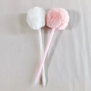 Pink and White Puffy Pens Blue Ink Clueless